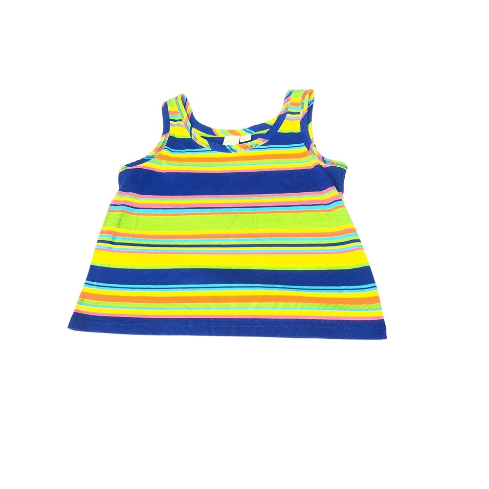 Vintage Fiorlini International Plus Striped Tank Top 22W Retro 90s Ribbed Knit